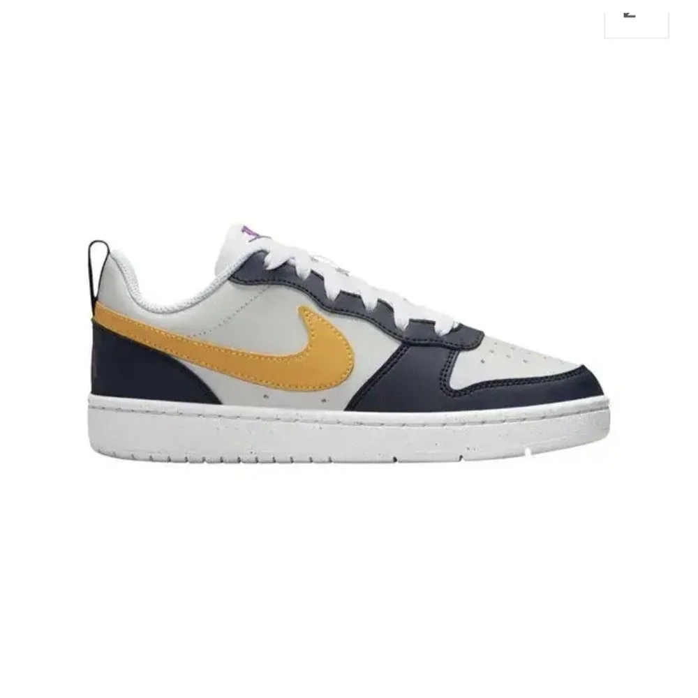 NIKE Court Borough Low Recraft (Gs) Size 7y Phantom University Gold-white NEW